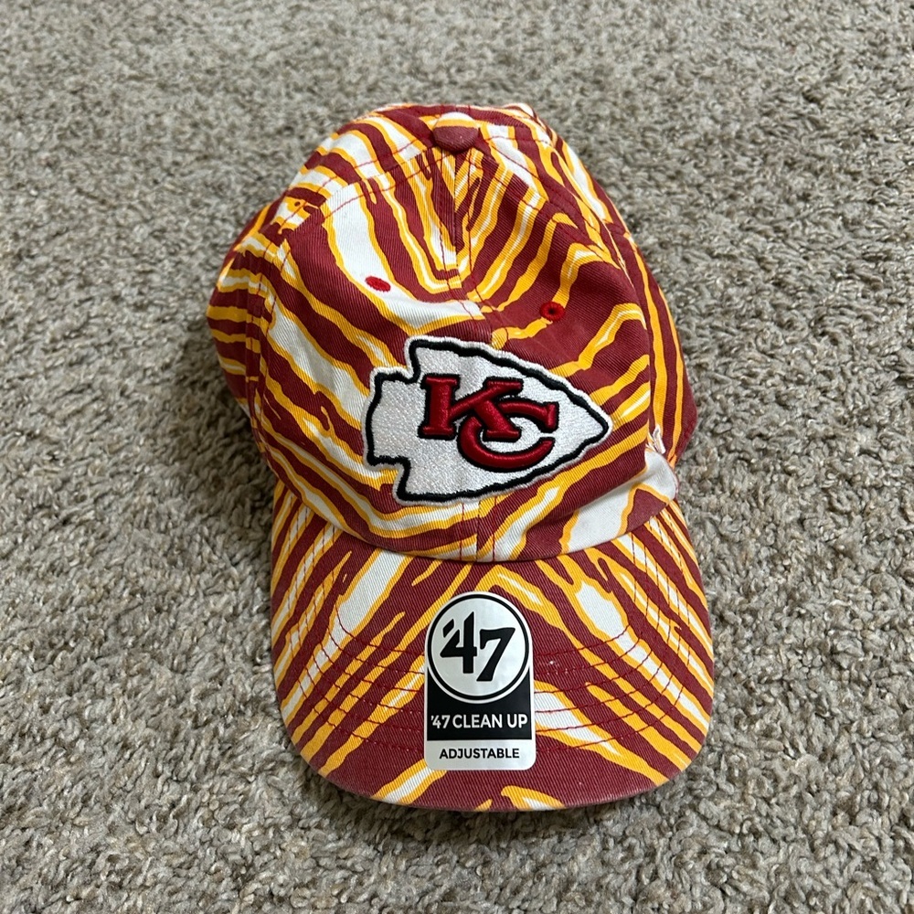 Kansa City Chiefs Zubaz NFL '47 Clean Up Cap Hat Zebra OSFA Cotton Unisex Travel